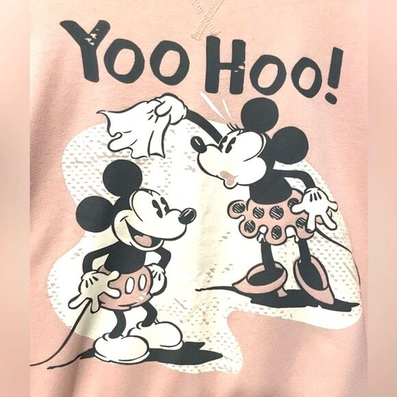 Disney Sleepwear Retro Print Mickey & Minnie Sweatshirt Pink Size Large - Picture 4 of 6